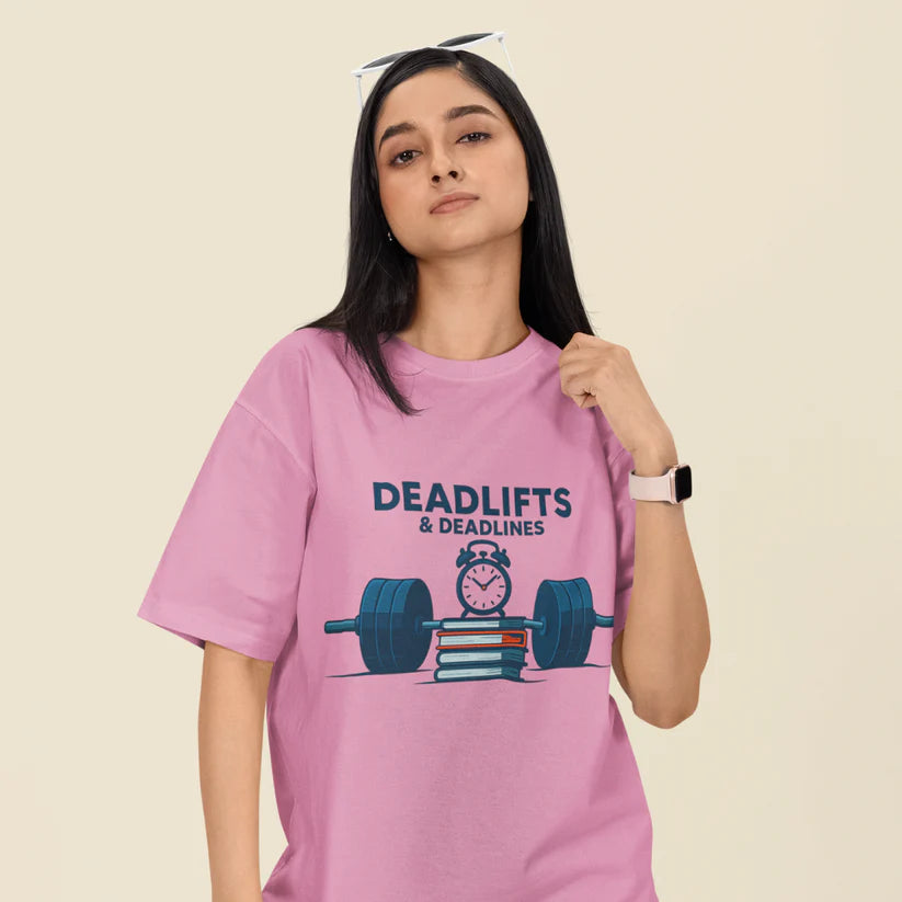 Deadlifts and Deadlines Unisex Oversized T-Shirt