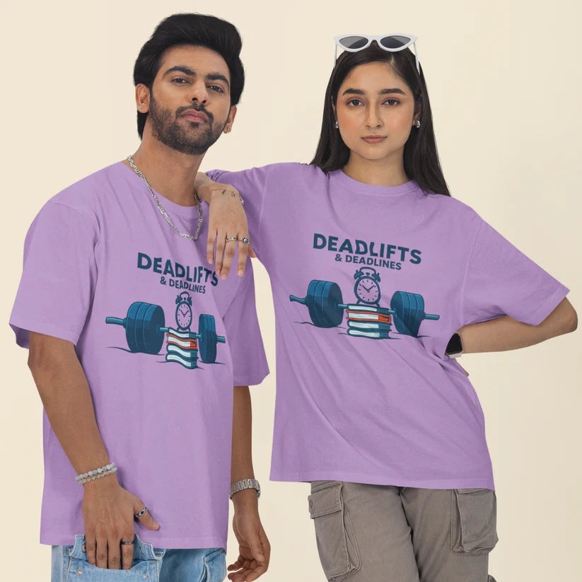 Deadlifts and Deadlines Unisex Oversized T-Shirt