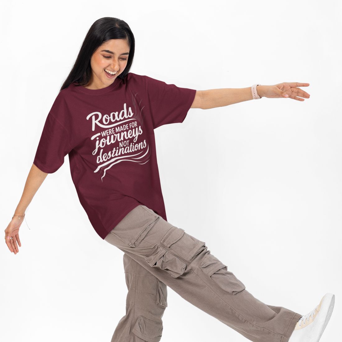 Roads Were Made for Journeys, Not for Destinations Unisex Oversized T-Shirt