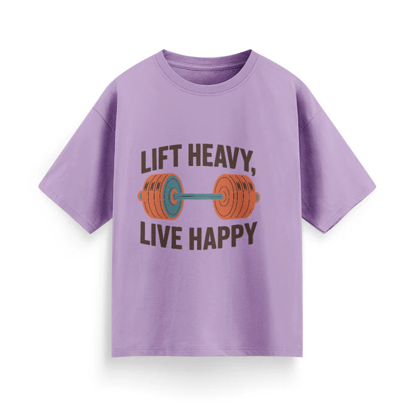 Lift Heavy, Live Happy Unisex Oversized T-Shirt