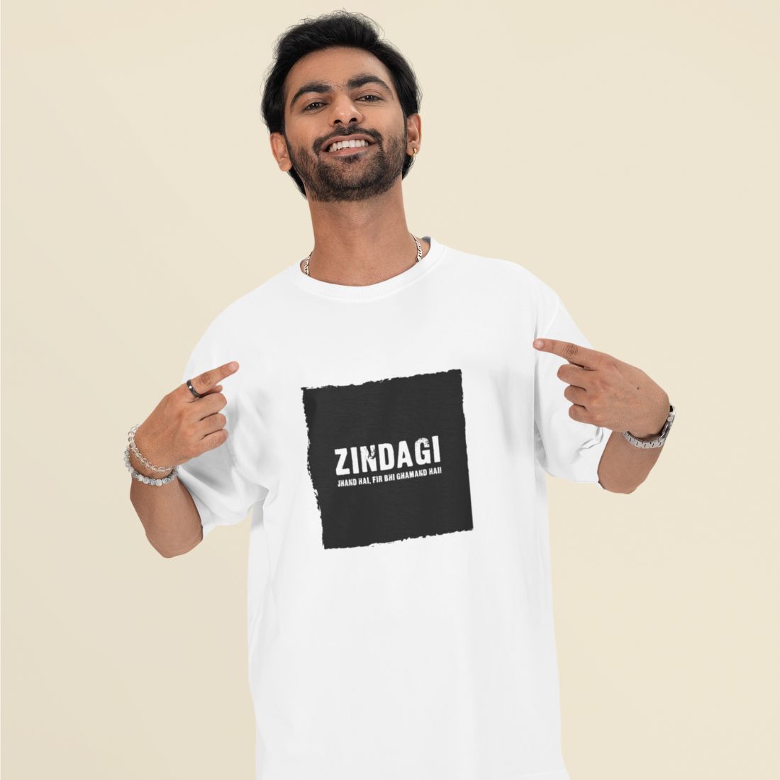 Zindagi Jhand Hai, Fir Bhi Ghamand Hai Unisex Oversized T-Shirt