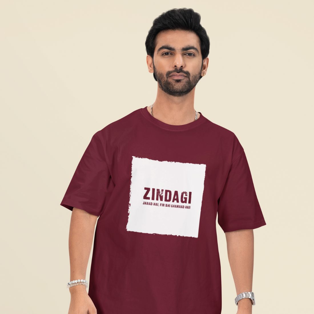 Zindagi Jhand Hai, Fir Bhi Ghamand Hai Unisex Oversized T-Shirt