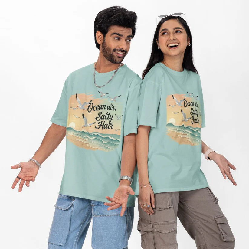 Ocean Air, Salty Hair Unisex Oversized T-Shirt
