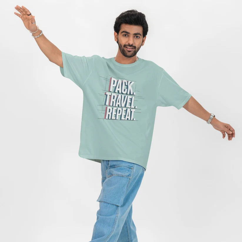 Pack, Travel, Repeat Unisex Oversized T-Shirt