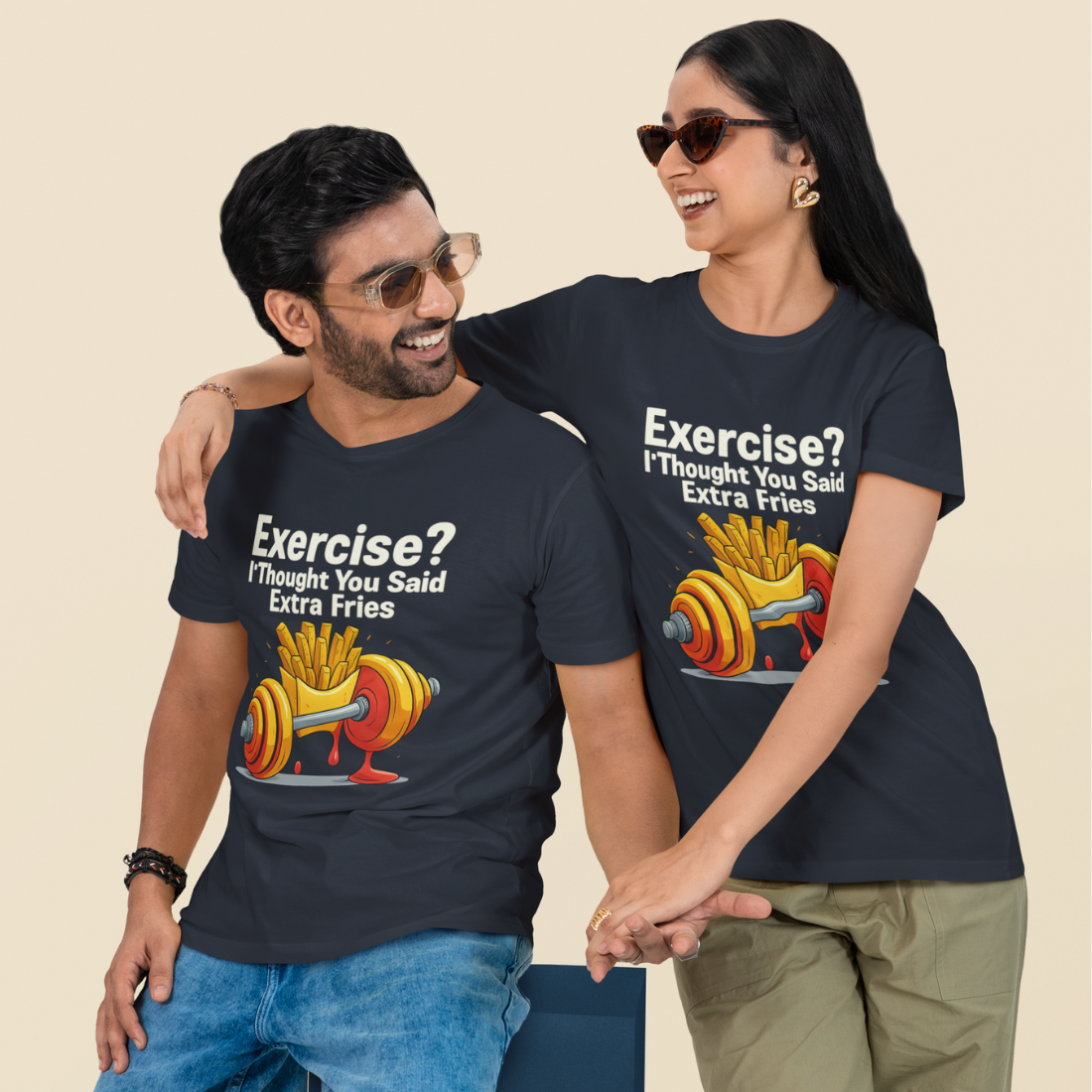 Exercise? I Thought You Said Extra Fries Unisex Oversized T-Shirt