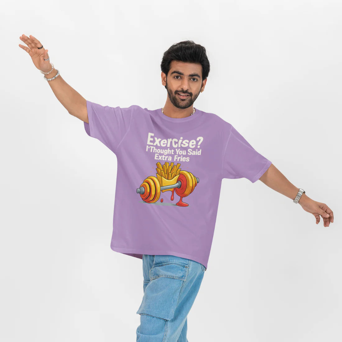 Exercise? I Thought You Said Extra Fries Unisex Oversized T-Shirt