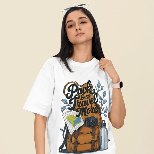Pack Less, Travel More Unisex Oversized T-Shirt