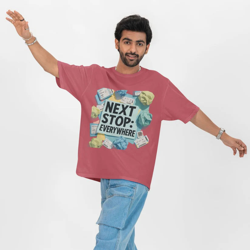 Next Stop: Everywhere Unisex Oversized T-Shirt