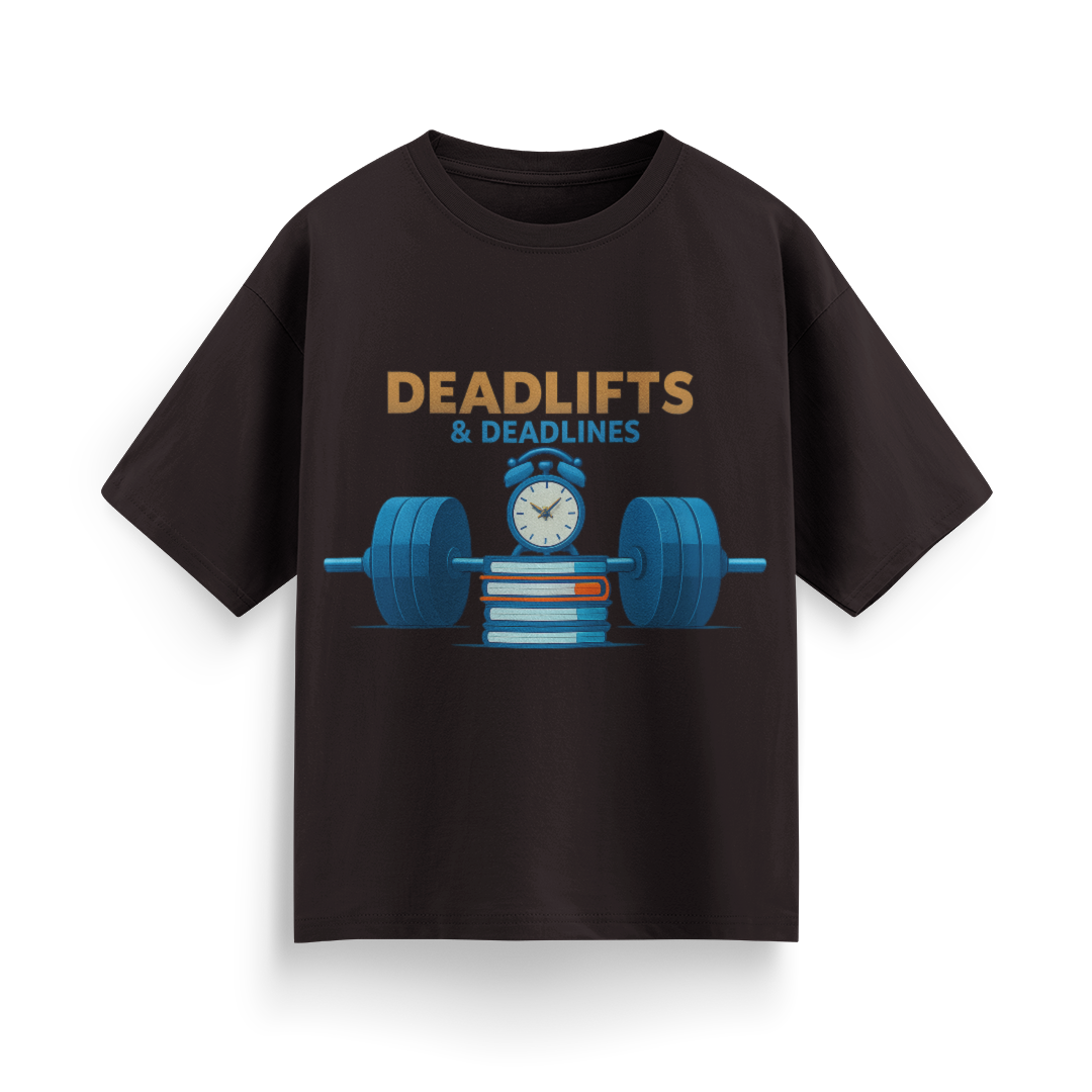 Deadlifts and Deadlines Unisex Oversized T-Shirt