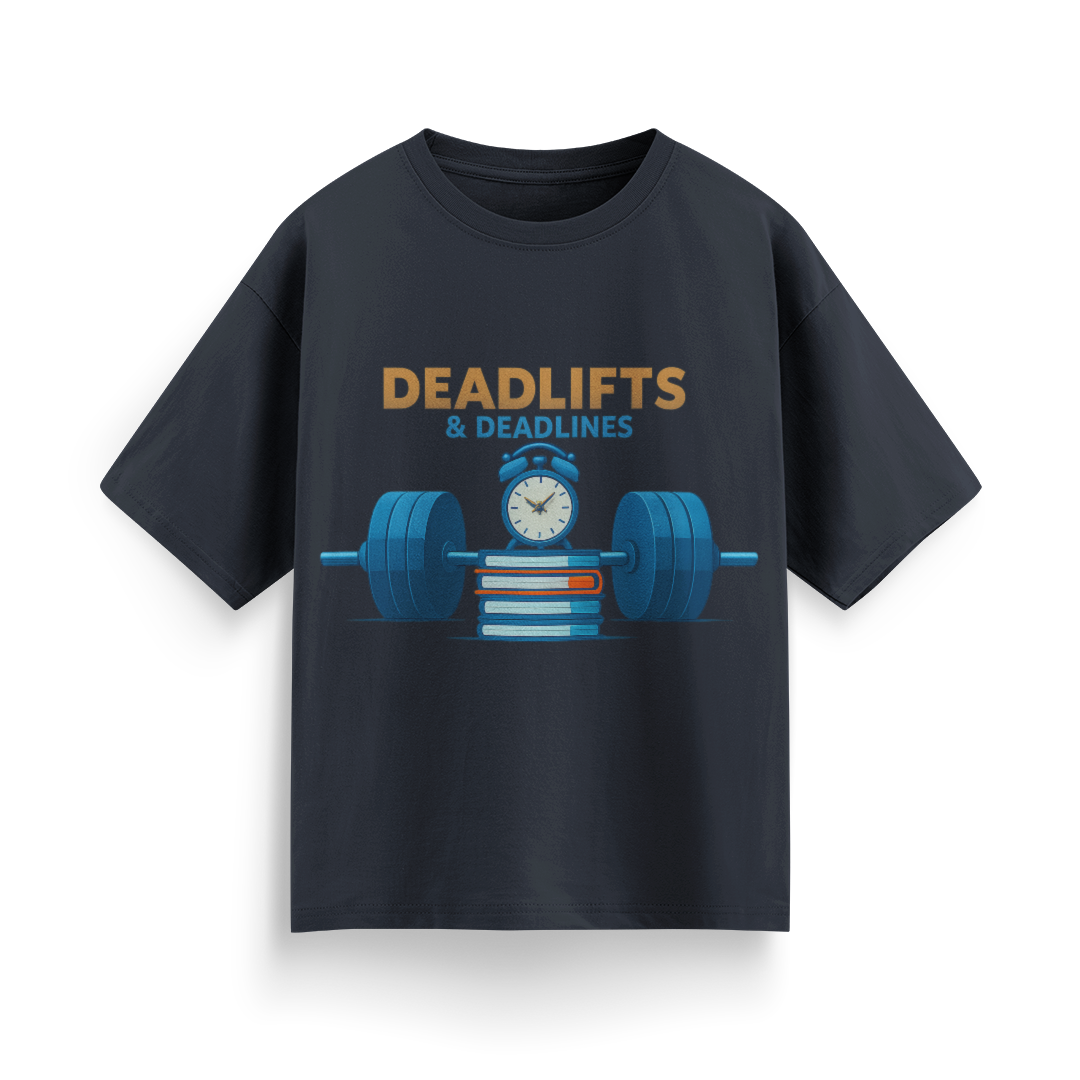 Deadlifts and Deadlines Unisex Oversized T-Shirt