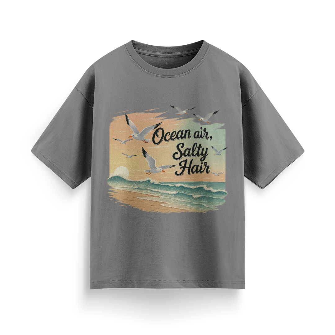 Ocean Air, Salty Hair Unisex Oversized T-Shirt