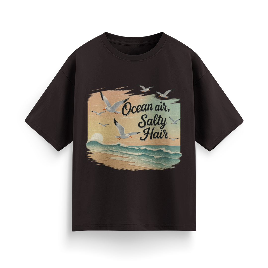 Ocean Air, Salty Hair Unisex Oversized T-Shirt