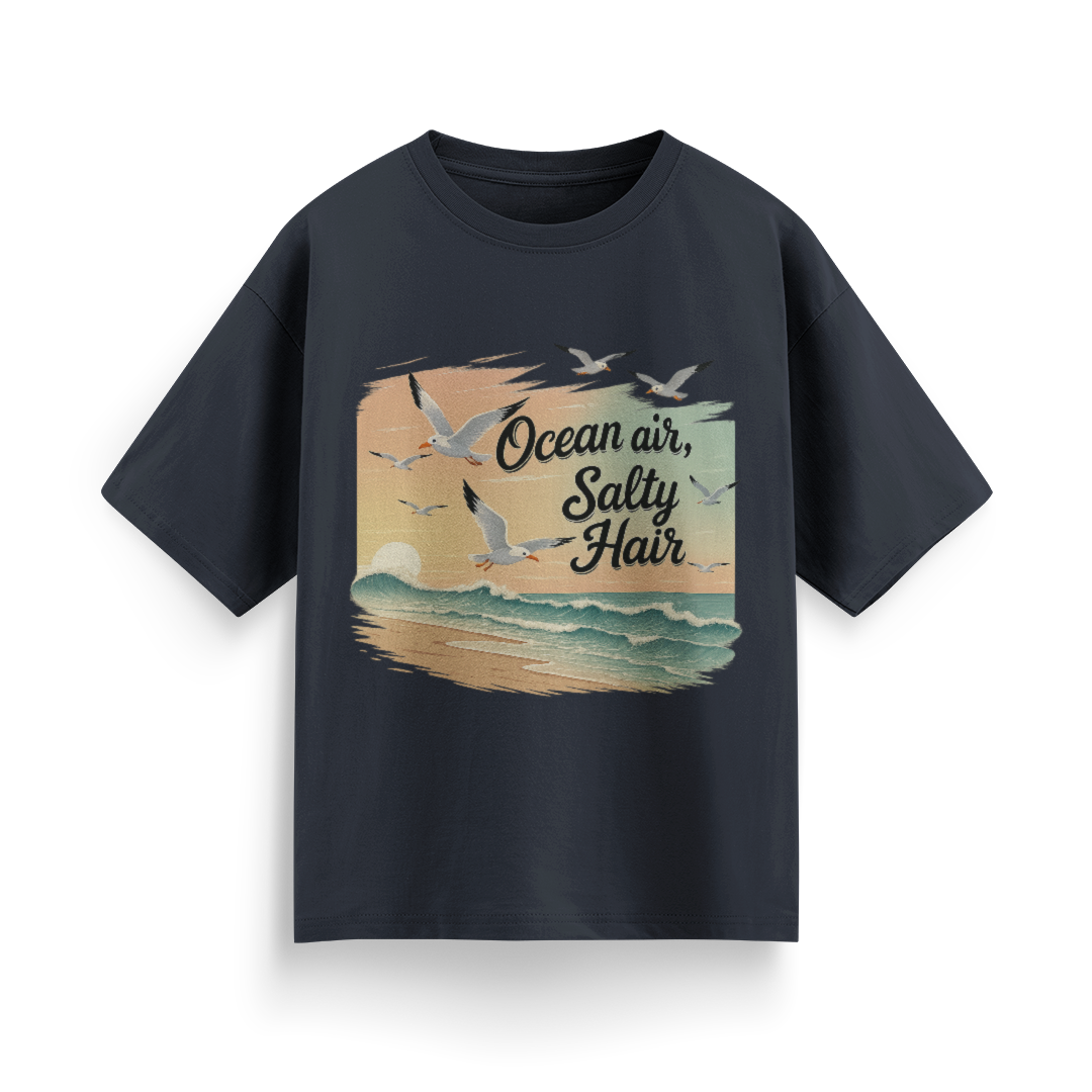 Ocean Air, Salty Hair Unisex Oversized T-Shirt