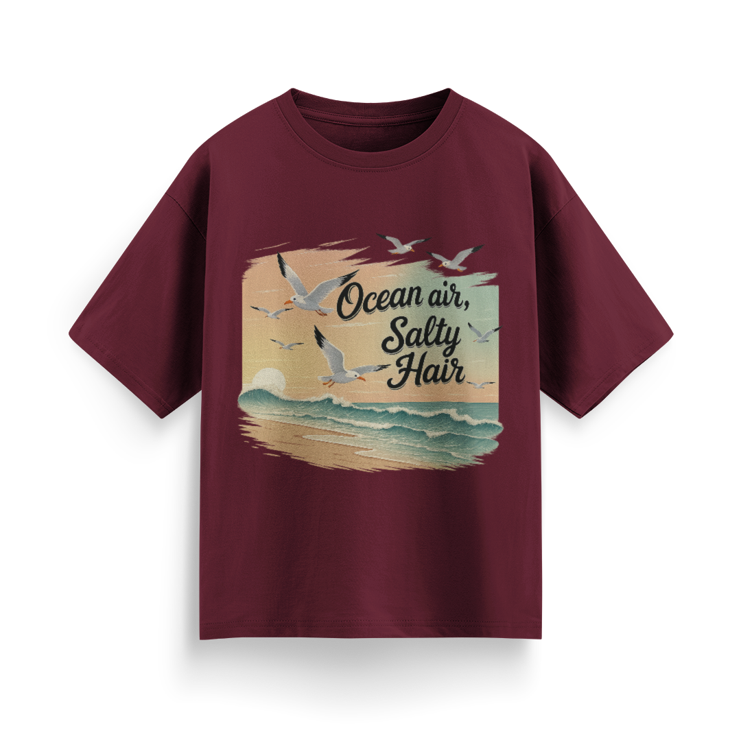 Ocean Air, Salty Hair Unisex Oversized T-Shirt