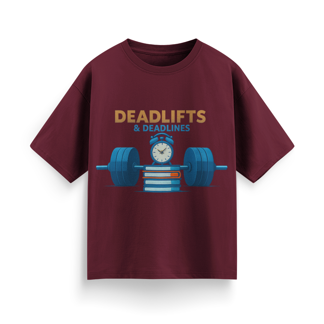 Deadlifts and Deadlines Unisex Oversized T-Shirt