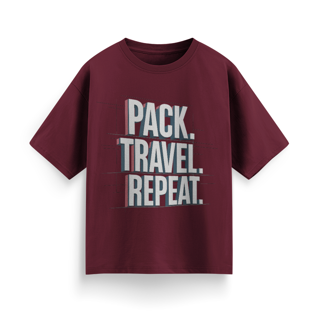 Pack, Travel, Repeat Unisex Oversized T-Shirt