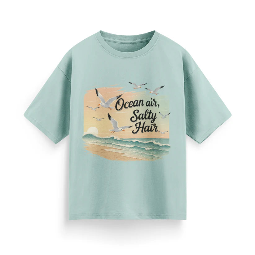 Ocean Air, Salty Hair Unisex Oversized T-Shirt