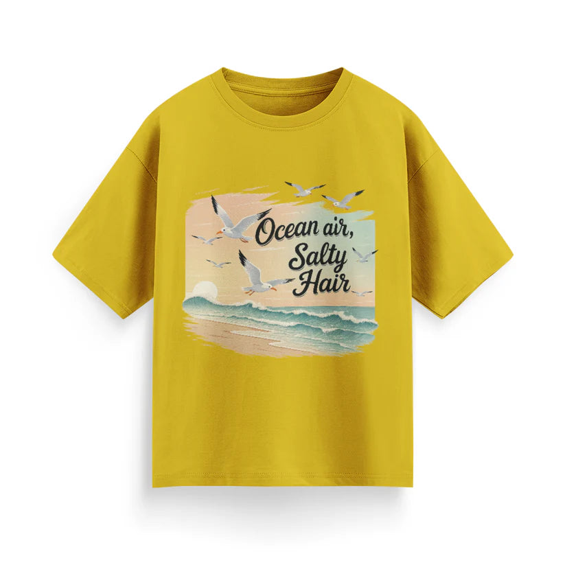 Ocean Air, Salty Hair Unisex Oversized T-Shirt