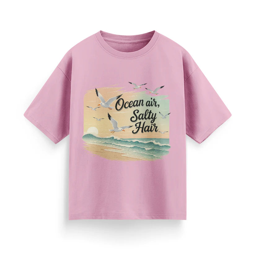 Ocean Air, Salty Hair Unisex Oversized T-Shirt