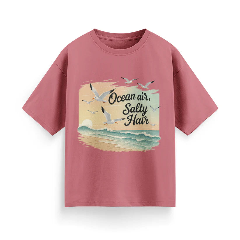 Ocean Air, Salty Hair Unisex Oversized T-Shirt