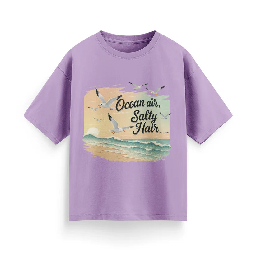 Ocean Air, Salty Hair Unisex Oversized T-Shirt