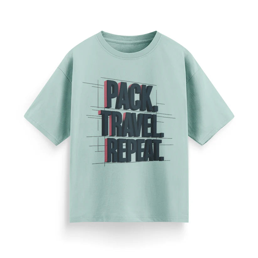 Pack, Travel, Repeat Unisex Oversized T-Shirt