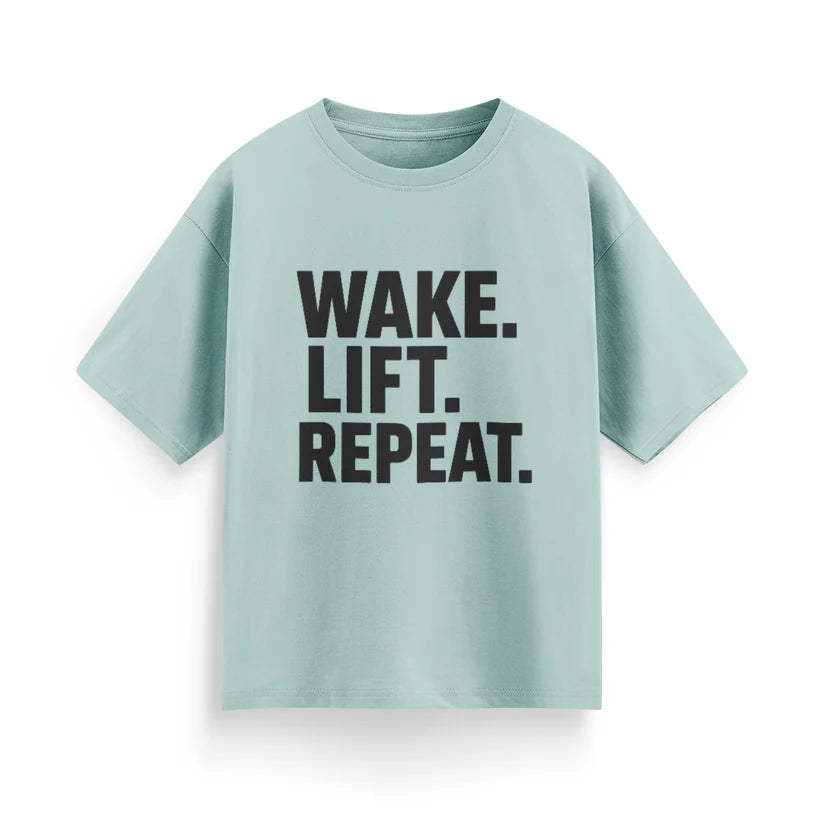 Wake, Lift, Repeat Unisex Oversized T-Shirt