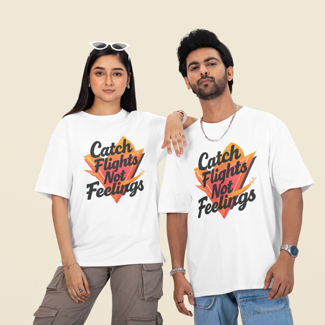 Catch Flights, Not Feelings Unisex Oversized T-shirt
