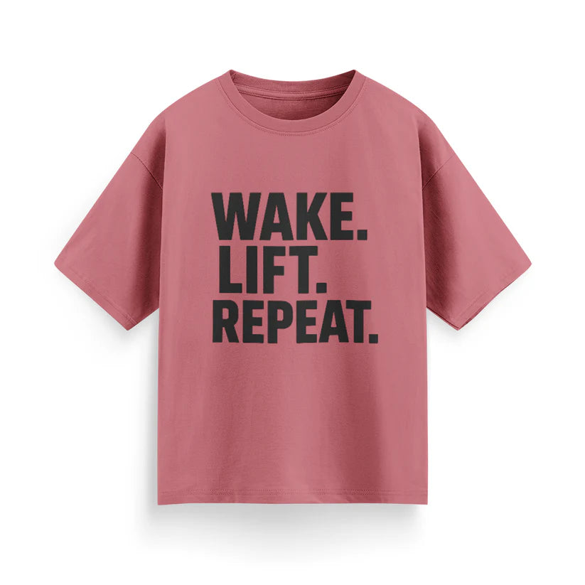 Wake, Lift, Repeat Unisex Oversized T-Shirt