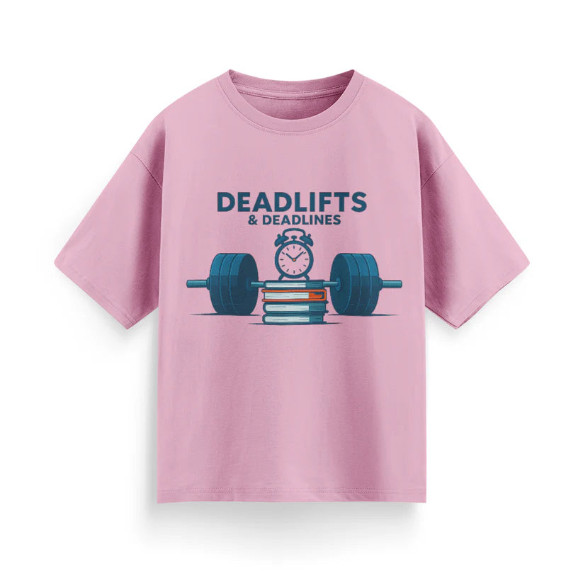 Deadlifts and Deadlines Unisex Oversized T-Shirt
