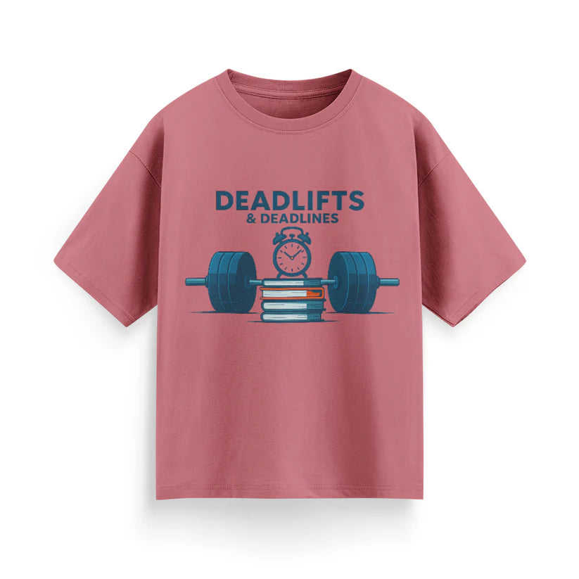 Deadlifts and Deadlines Unisex Oversized T-Shirt