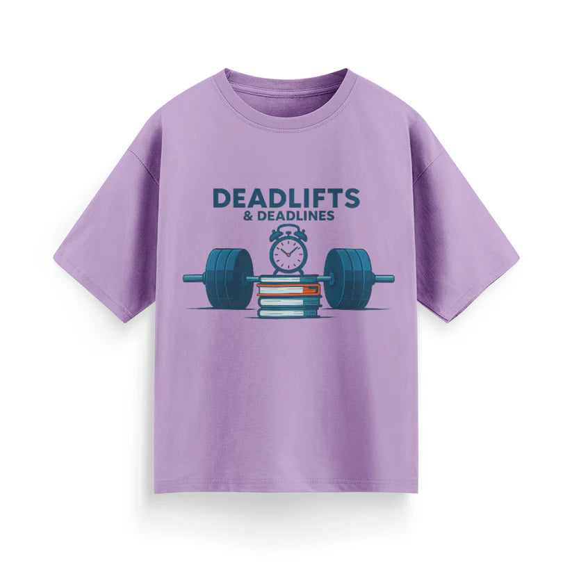 Deadlifts and Deadlines Unisex Oversized T-Shirt