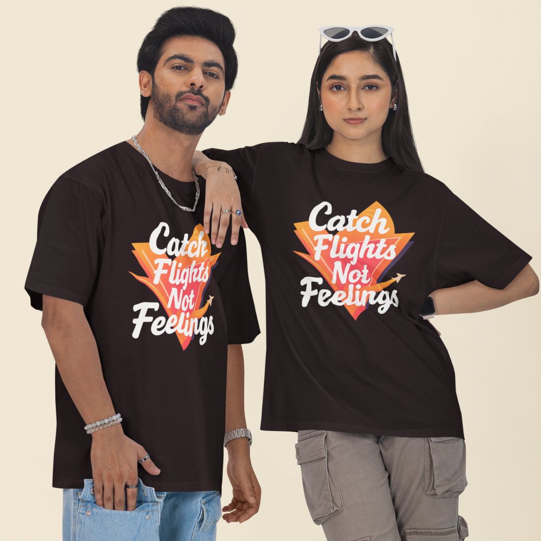 Catch Flights, Not Feelings Unisex Oversized T-shirt