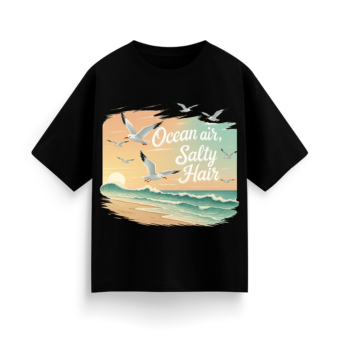 Ocean Air, Salty Hair Unisex Oversized T-Shirt