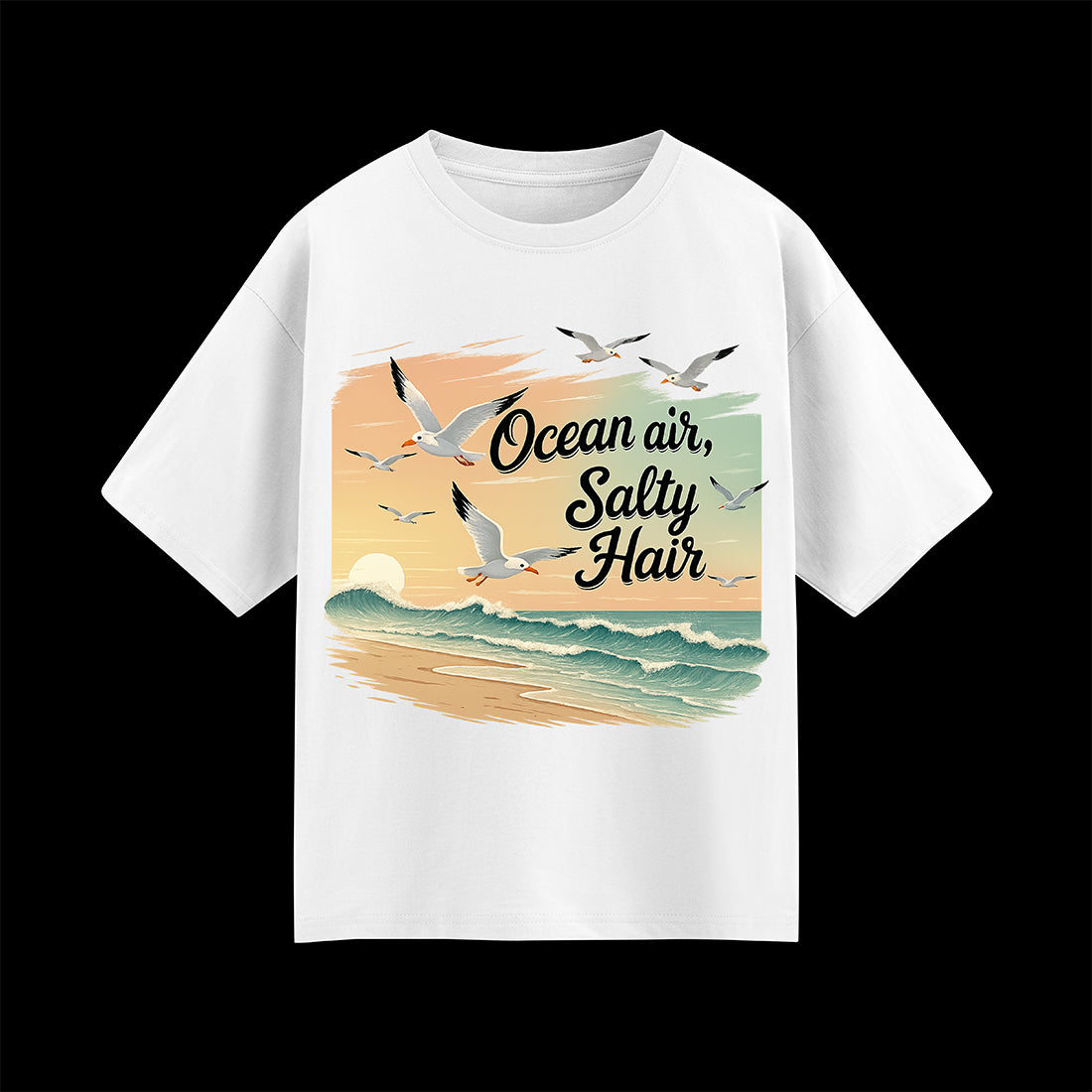 Ocean Air, Salty Hair Unisex Oversized T-Shirt