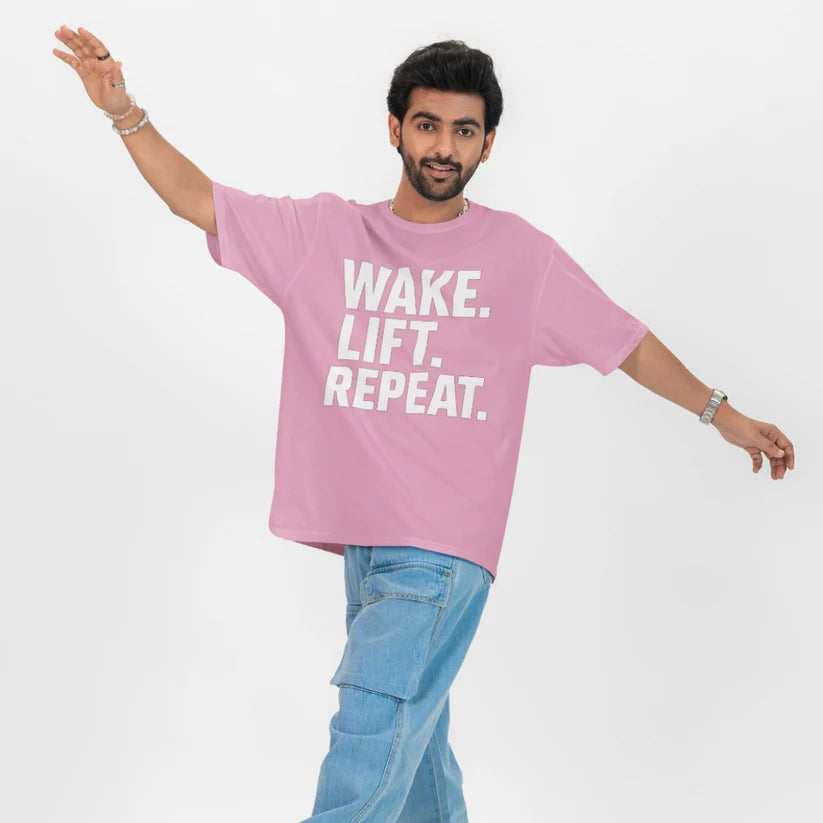 Wake, Lift, Repeat Unisex Oversized T-Shirt