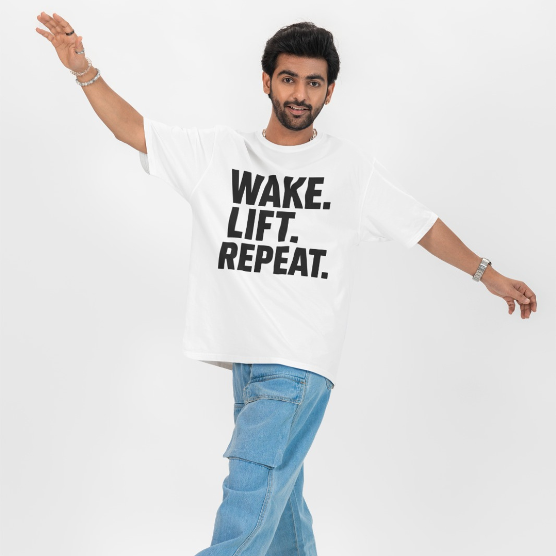 Wake, Lift, Repeat Unisex Oversized T-Shirt