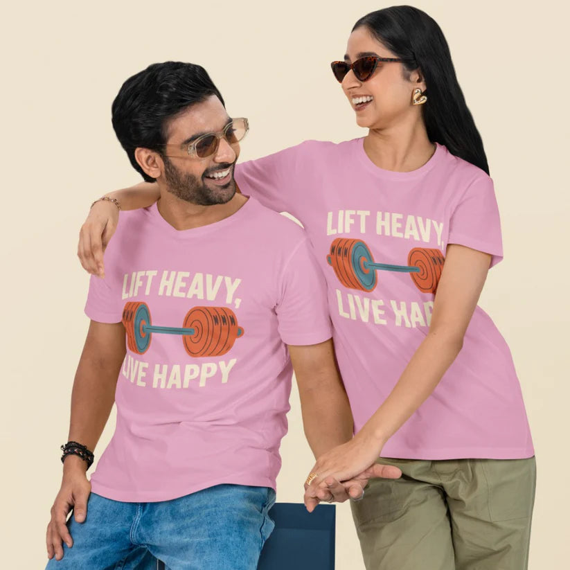 Lift Heavy, Live Happy Unisex Oversized T-Shirt