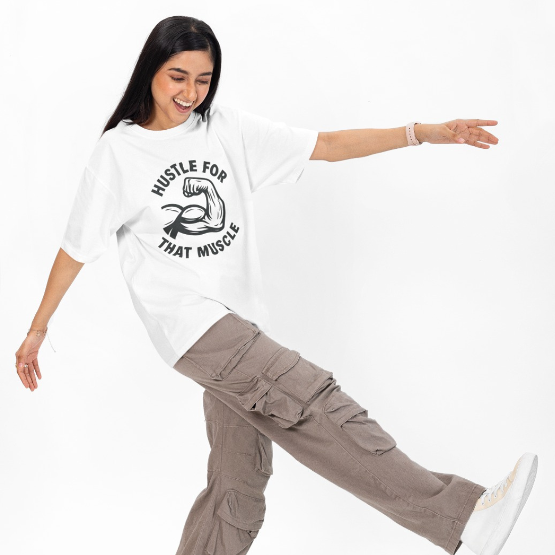Hustle for That Muscle Unisex Oversized T-Shirt