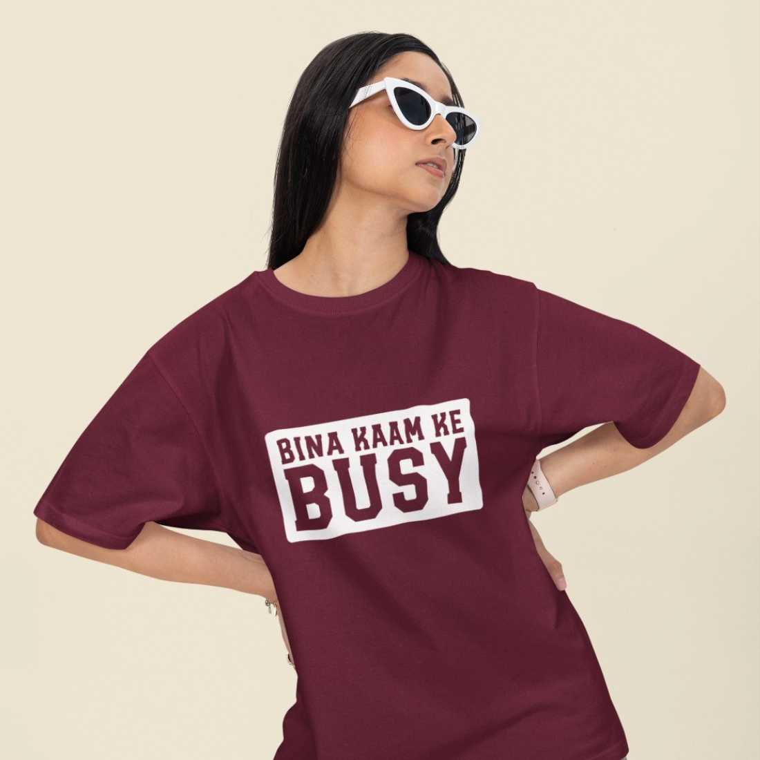 Bina Kaam Ke Busy Unisex Oversized T-Shirt
