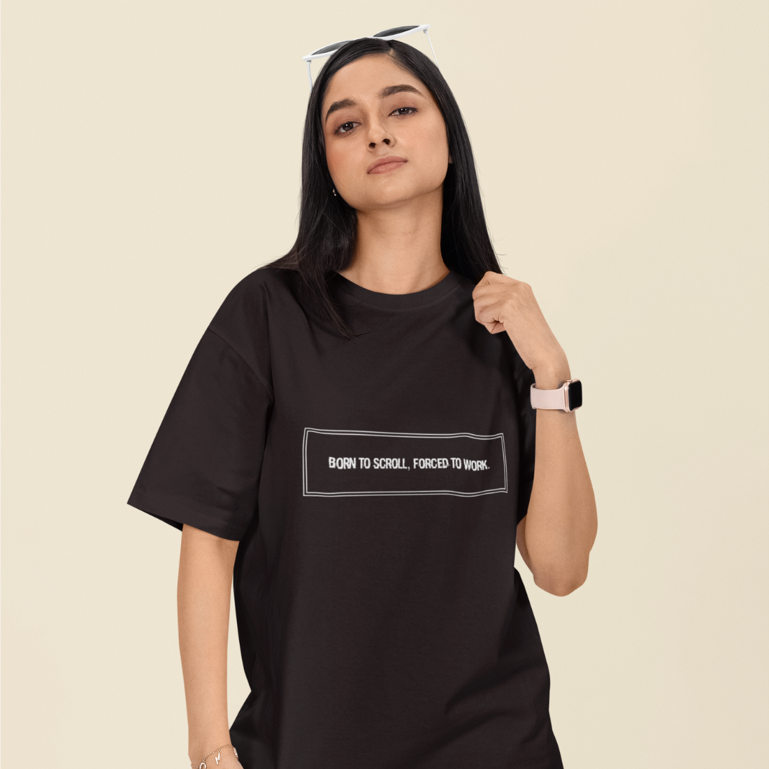 Born to Scroll, Forced to Work Unisex Oversized T-Shirt