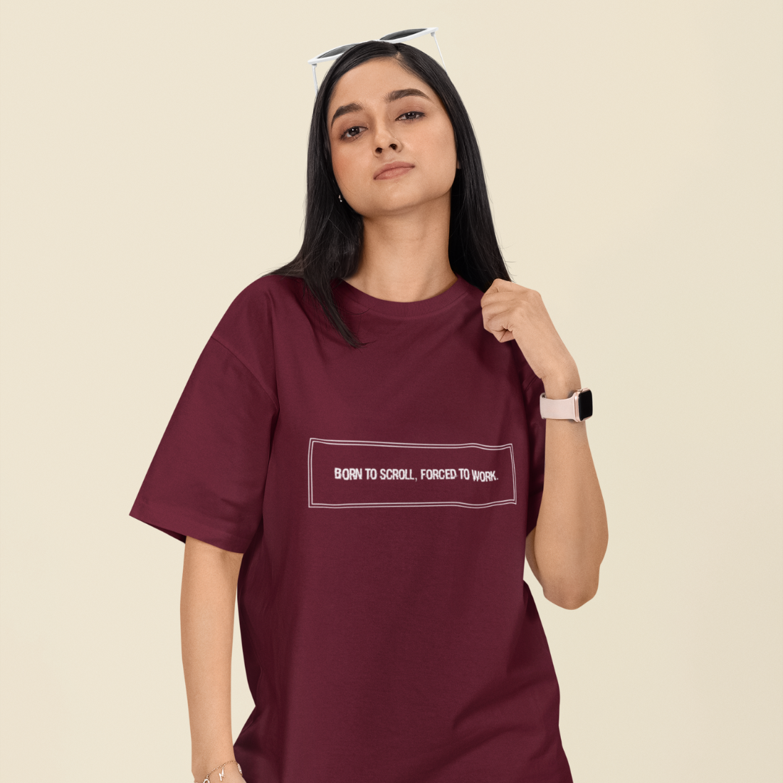Born to Scroll, Forced to Work Unisex Oversized T-Shirt