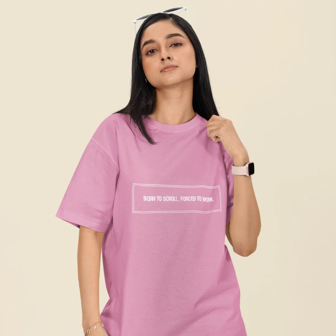 Born to Scroll, Forced to Work Unisex Oversized T-Shirt