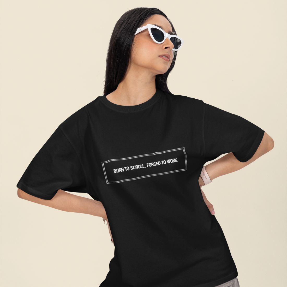 Born to Scroll, Forced to Work Unisex Oversized T-Shirt