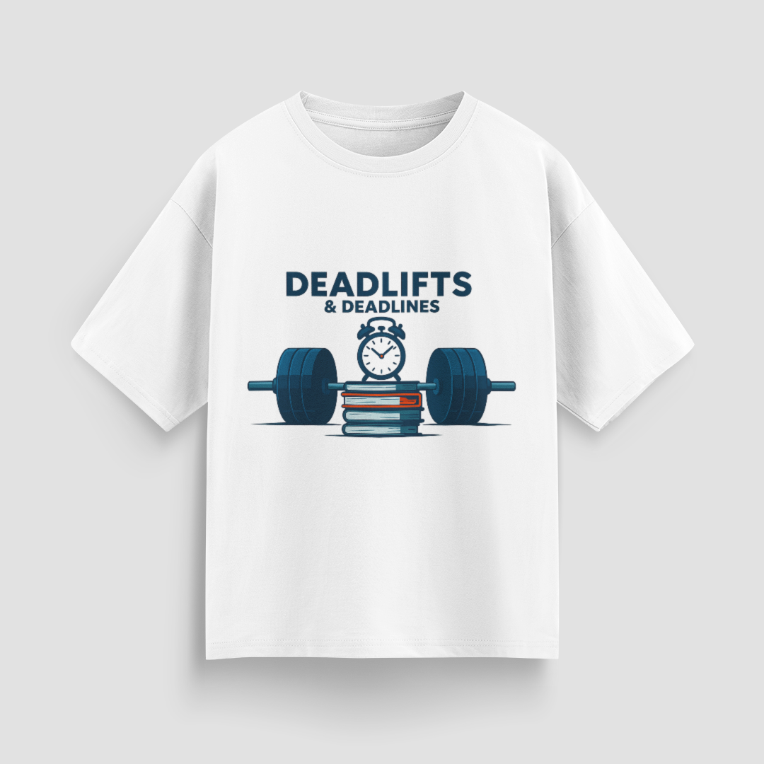 Deadlifts and Deadlines Unisex Oversized T-Shirt