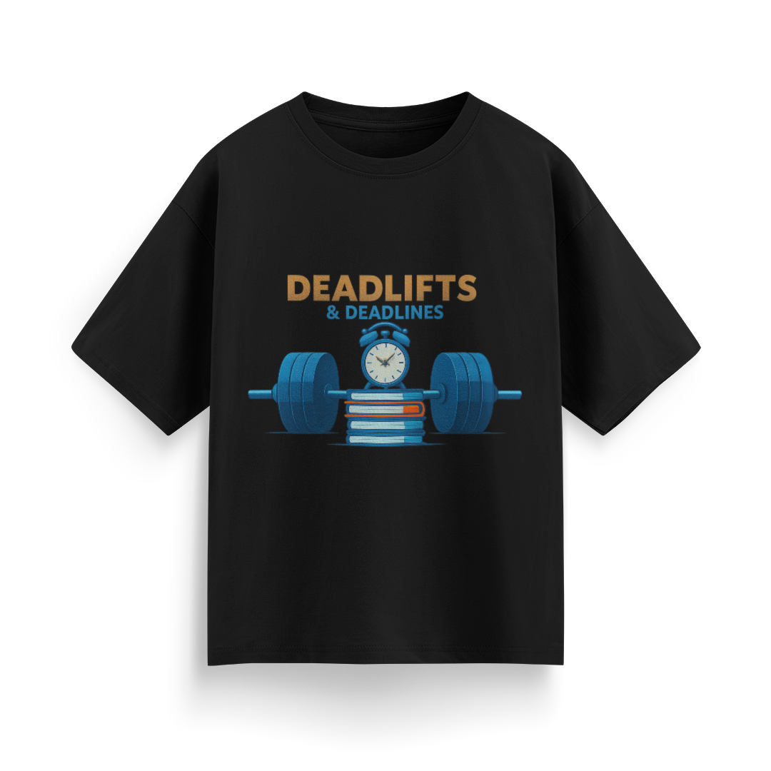 Deadlifts and Deadlines Unisex Oversized T-Shirt