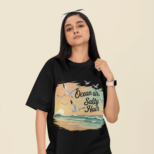 Ocean Air, Salty Hair Unisex Oversized  T-Shirt