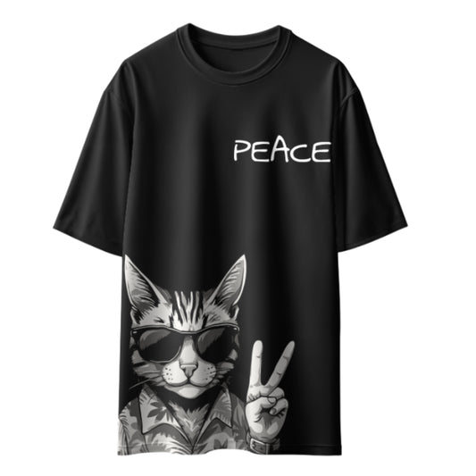 Peace Cat Unisex Oversized T-Shirt