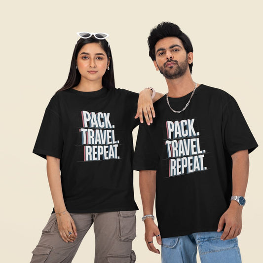 Pack, Travel, Repeat Unisex Oversized T-Shirt