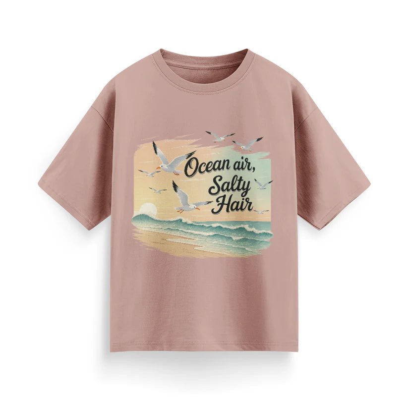 Ocean Air, Salty Hair Unisex Oversized  T-Shirt